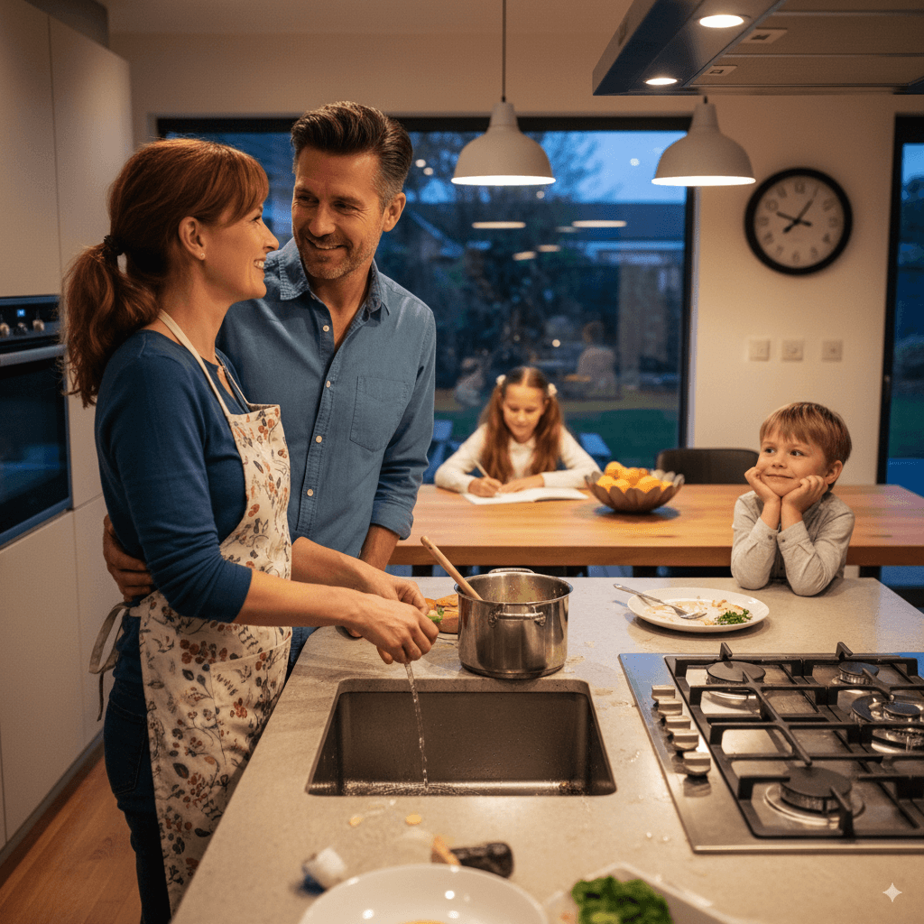 casal feliz na cozinha
